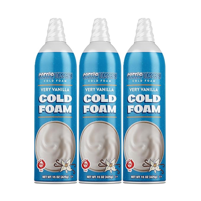 Coffee Toppers Cold Foam Vanilla 15 Ounce (Pack of 3) Be Your Own Barista Kosher