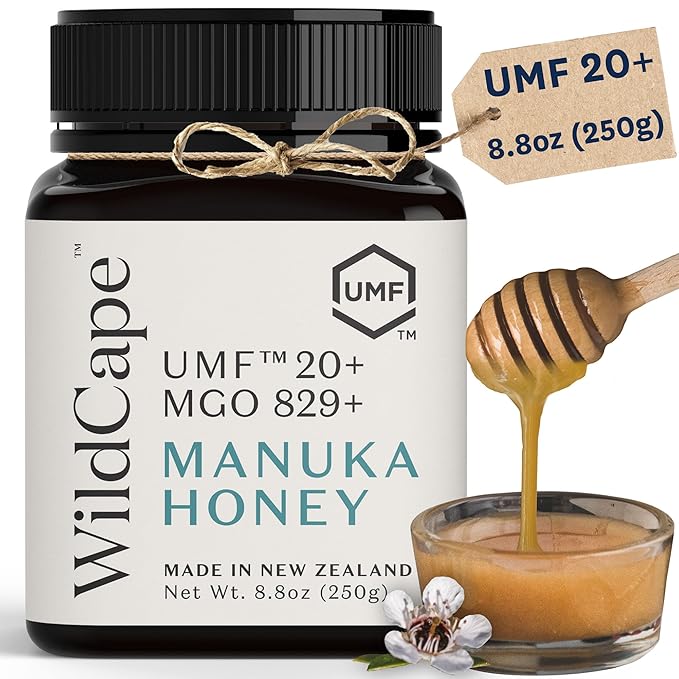 WildCape Manuka Honey Certified UMF 20+/MGO 830+ - 100% Pure Raw Unpasteurized Non-GMO Made in New Zealand - 8.8 oz (Pack of 1)