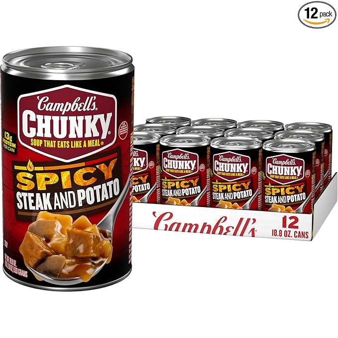Campbell's Chunky Soup Spicy Steak and Potato Soup 18.8 oz Can (Case of 12)