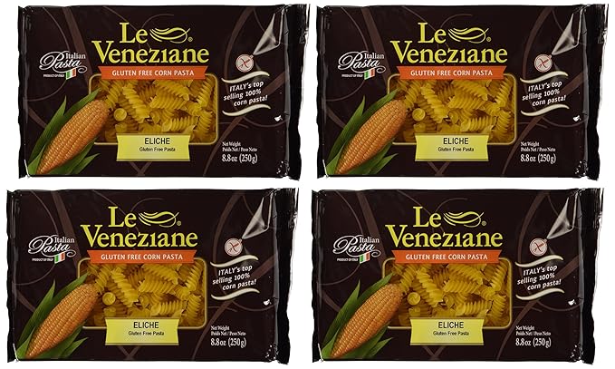 Le Veneziane - Italian Fusilli (Eliche) Pasta [Gluten-Free] (4)- 8.8 oz. Pkgs