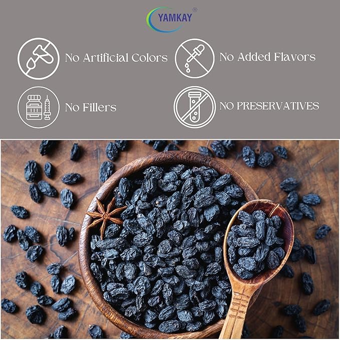 Yamkay Black Raisins with Seed Kali Kishmish with Seeds Kishmish Dry Fruits Delicious &amp Healthy Snacks | Currants | Munakka | Black Corinth or Zante currants | Sun Dried Grapes | Organic Dried Fru