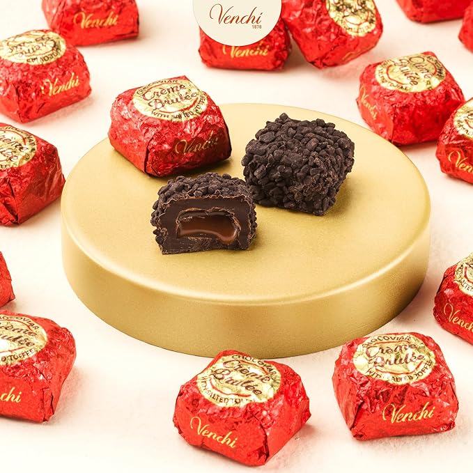 Venchi - Chocoviar Crème Brulée Chocolates Extra Dark Chocolate with Caramel Flavor Chocolate Candy Bulk Gluten Free 2.2 lb Bag