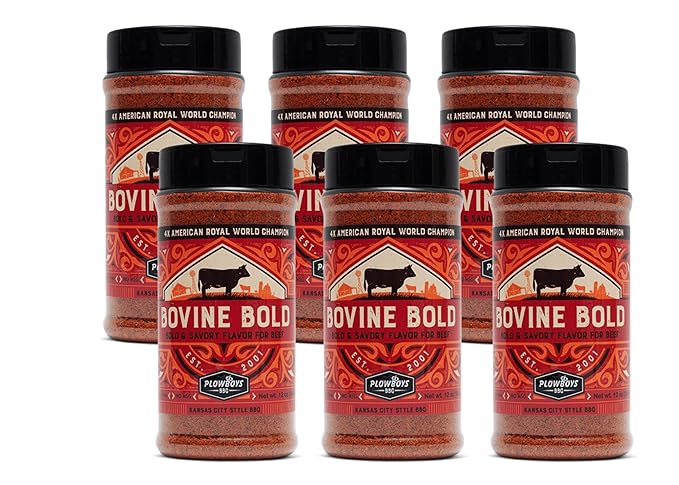 Plowboys BBQ Seasonings and Rubs – Award-Winning Championship Spice Blends for Grilling Smoking and Cooking (6 Pack Bovine Bold 12oz)