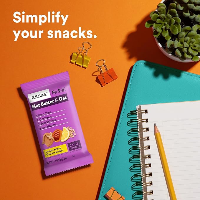 RXBAR Nut Butter and Oat Protein Bars Protein Snacks Snack Bars Lemon Honey Cashew Butter 23.2oz Box (12 Count)