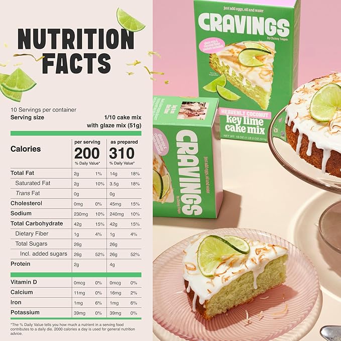 Cravings by Chrissy Teigen 6-Piece Bundle with 18 oz Coconut Key Lime Cake Mix (Pack of 3) &amp 14.2 oz Buttermilk Mochi Pancake &amp Waffle Mix