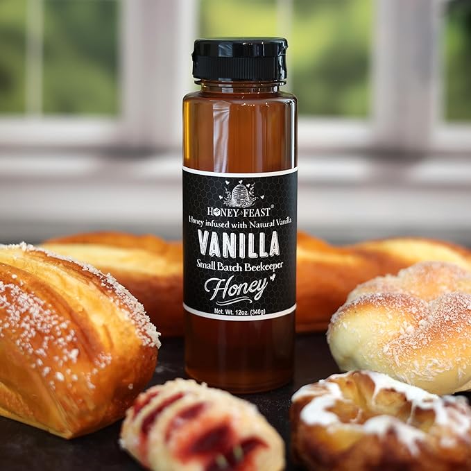 HONEY FEAST Gourmet Honey Trio – Vanilla Organic Lavender &amp Black Gum Tupelo Honey (Holly Blend) – 3 x 12oz Jars – Unfiltered Cold Packed – Florida Beekeeper Bottled