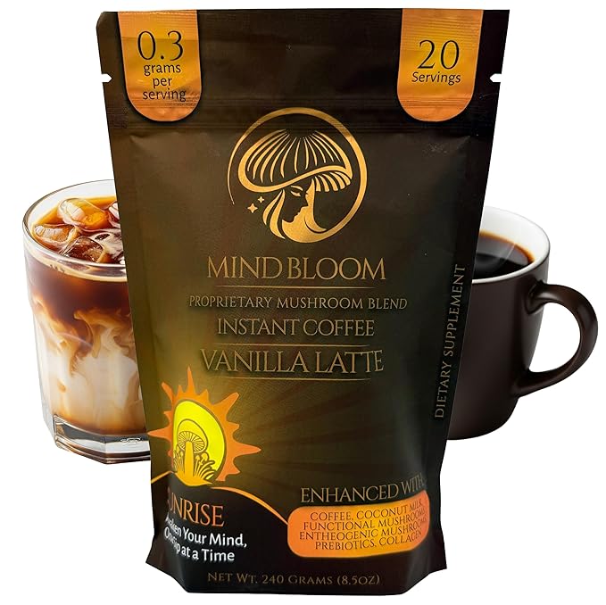 Sunrise Vanilla Latte Instant Coffee - Proprietary Mushroom Blend