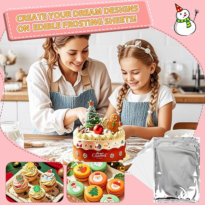 ELFLUENT 25 count Edible Paper A4 11.7 x 8.3 Edible Image Paper Frosting Sheets for Edible Printer Icing Sheets Edible Paper for Cakes Printable Sugar Sheets