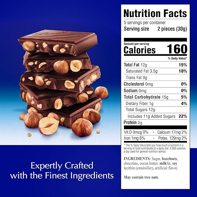 Lindt CLASSIC RECIPE Whole Hazelnut Dark Chocolate Candy Bar Dark Chocolate Candy 5.3 oz. (14 Pack)