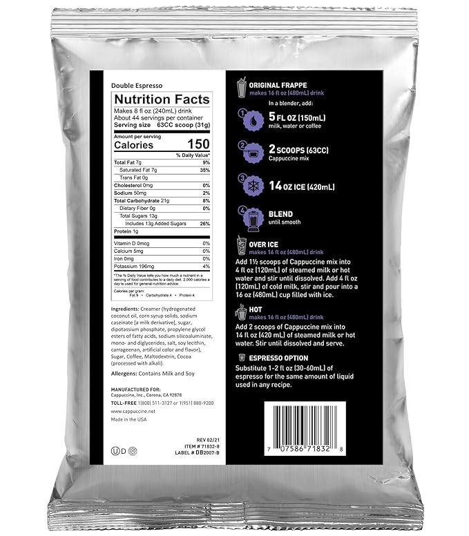 Cappuccine Double Espresso Frappe Mix 3 Pound (Pack of 1)