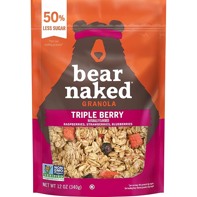 Bear Naked Granola Cereal Vegan Breakfast Snacks Triple Berry Crunch (6 Bags)