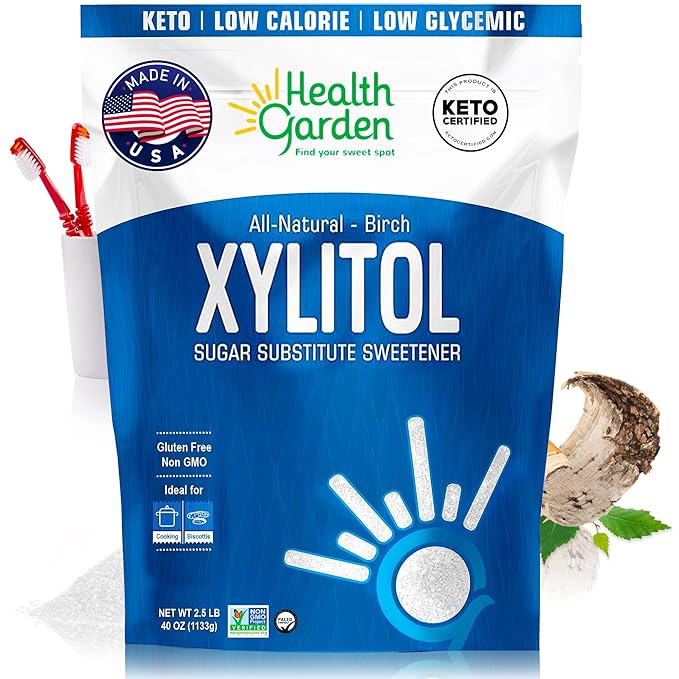 Health Garden Birch Xylitol Sweetener 40 oz Bag – 100% Birch-Derived Xylitol Sugar Substitute for Baking &amp Coffee 1:1 Sugar Replacement Supports Teeth Keto Vegan Non-GMO