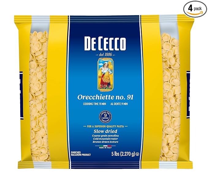 De Cecco Semolina Pasta Orecchiette No.91 5 Pound (Pack of 4)