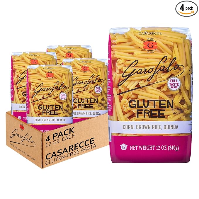 Garofalo - Premium Gluten-Free Casarecce Pasta Italian Made Corn Rice Potato &amp Quinoa Blend Bronze-Drawn Al Dente (4 pack)