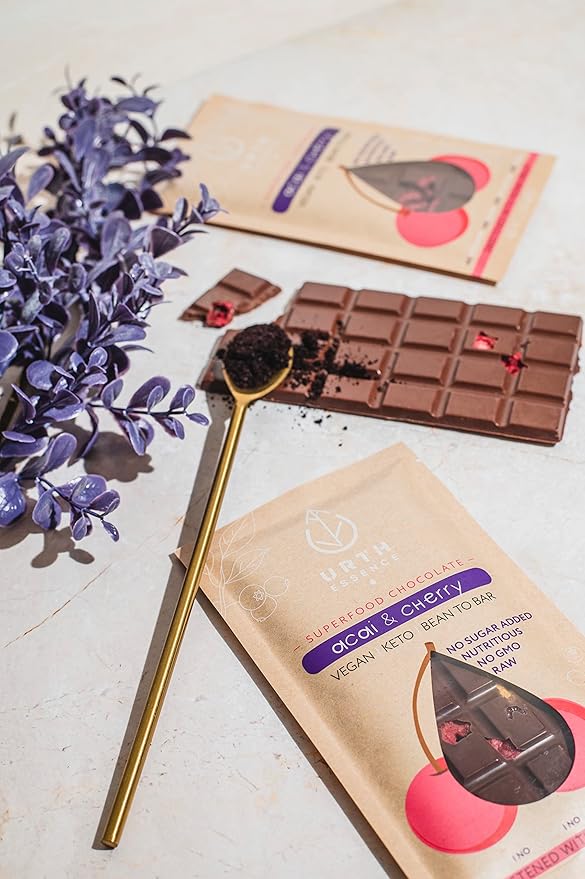 Urth Essence Sugar Free Chocolate Vegan Chocolate Bars | Keto Chocolate | Dairy Free Chocolate| Keto Friendly Food | Healthy Food Vegan Gifts| Organic Chocolate |Gluten Free Snacks (Dark Chocolate Aca