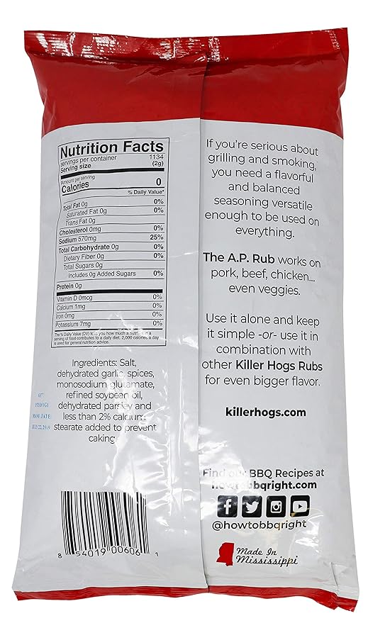 Killer Hogs AP Seasoning Championship BBQ and Grill All Purpose Dry Rub for Beef Steak Burgers Pork and Chicken Salt Pepper Garlic 5 lb Bag