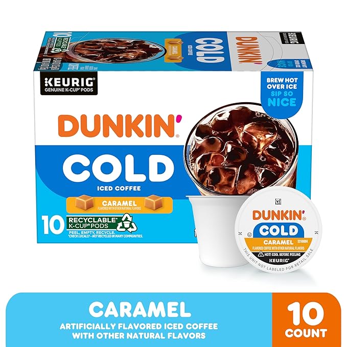 Dunkin' Cold Caramel Flavored Coffee 10 Keurig K-Cup Pods