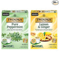 Twinings Pure Peppermint Herbal Tea K-Cups for Keurig 24 Count (Pack of 1) + Lemon &amp Ginger Herbal Tea K-Cups for Keurig 24 Count (Pack of 1)