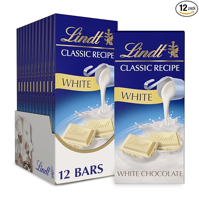 Lindt CLASSIC RECIPE White Chocolate Bar White Chocolate Candy 4.4 oz. (12 Pack)