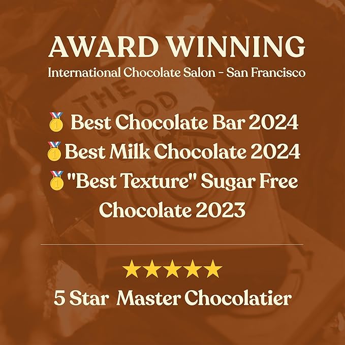 THE GOOD CHOCOLATE – Salted Almonds Dark Chocolate Bars with Zero Sugar &amp Lower Net Carbs – Keto Chocolate Bar with Lower Calories All Natural and Non-GMO Keto Snacks 2.5 oz (6 Bars Value Pack)