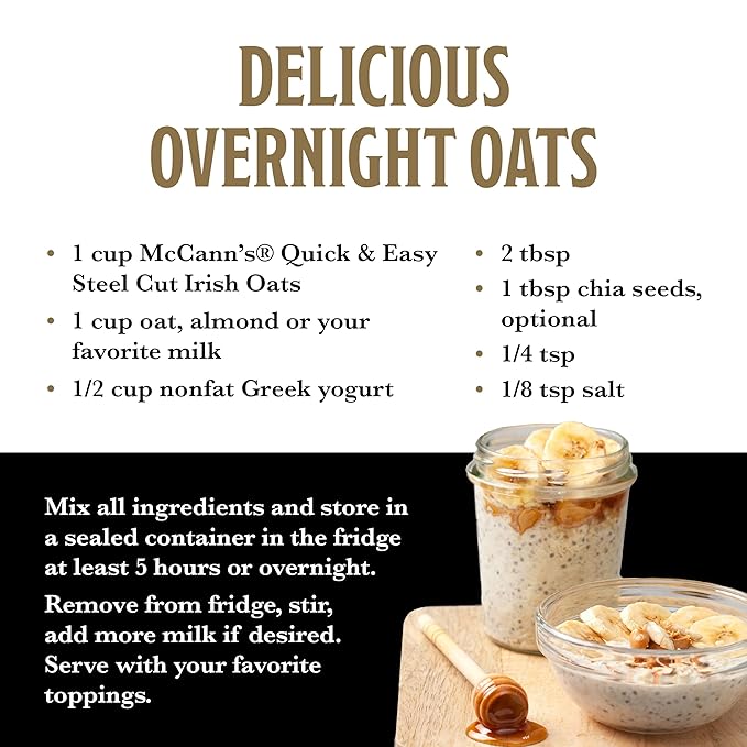 McCann's Irish Oatmeal Quick &amp Easy Steel Cut Oats 16 Ounce (Pack of 12)