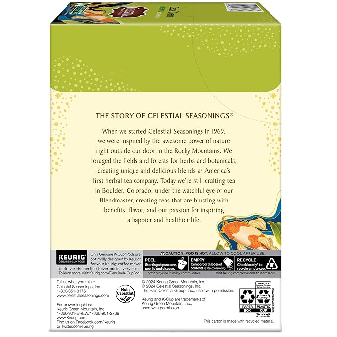 Celestial Seasonings Decaf Green Tea Single-Serve Keurig K-Cup Pods 96 Count