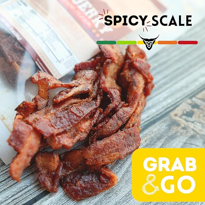 Mission Meats Candied Bacon Jerky (Sriracha) – The Perfect Delicious Savory &amp Sweet Snack Bloody Mary Bar Supplies Gift – Uncured Small Batch Gluten Free 2oz (Pack of 6)