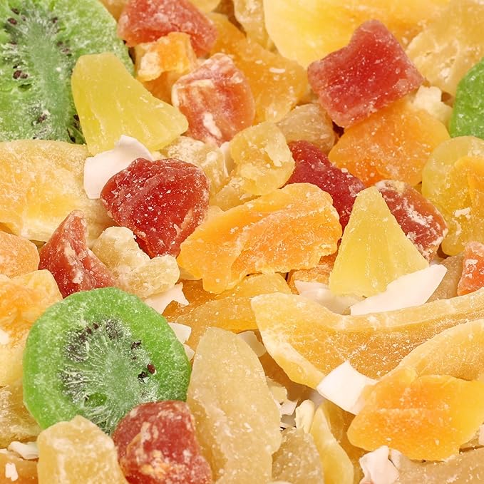 Tropical Deluxe Dried Mixed Fruit - by Its Delish 10 Lbs Bulk Bag | Healthy Snacks for Adults | Fresh Snack Mix Dry Fruit | Pineapple Mango Papaya Guava Coconut Kiwi Cantaloupe Medley | Vegan Kosher