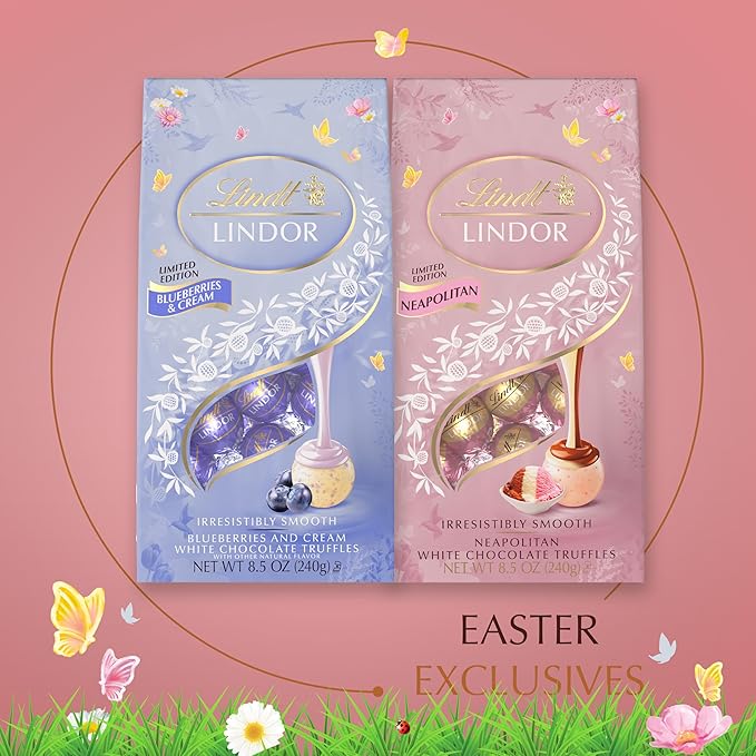 Lindt LINDOR Spring Neapolitan White Chocolate Truffles Chocolates with Smooth Melting Truffle Center 19 Oz Bag