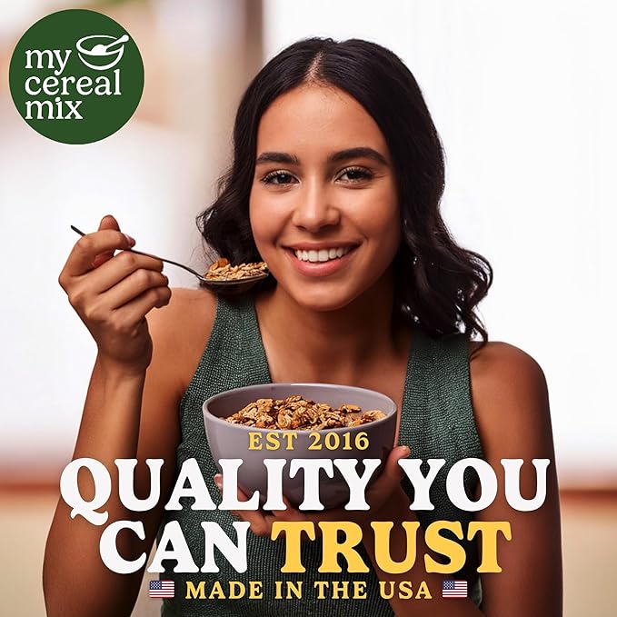 MyCerealMix Sugar Free Granola Vanilla Almond 4-Pack Family Size 96oz – Keto Diabetic Breakfast Cereal Bulk Plant Based High Fiber Gluten Free No Erythritol Healthy Snack Value Meal Prep