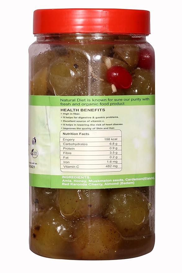 Natural Diet Honey AMLA MURABBA No Added Sugar 1Kg ||Traditional Taste || (A Return to The Natural and Ancient Food of Our Race)