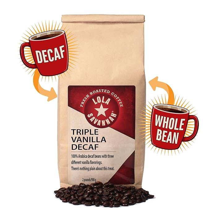 Lola Savannah Triple Vanilla Whole Bean Decaf Coffee 2lb