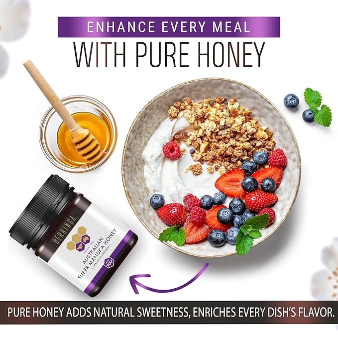 Berringa Manuka Honey Organic MGO 900+ Ultra-High Strength Supports General Wellbeing &amp Digestive Balance - 100% Raw Pure &amp Unfiltered Sustainably Sourced from Australia - (8.82 oz)