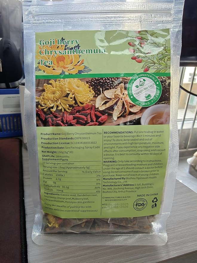 Goji Berry Chrysanthemum Tea30bagsWolfberryChrysanthemumDandelionMulberry LeafHoneysuckleCassia SeedCardeniaOrange Peel8 Excellent Raw Material Kidney Liver Formulas Plant Herbs (1)