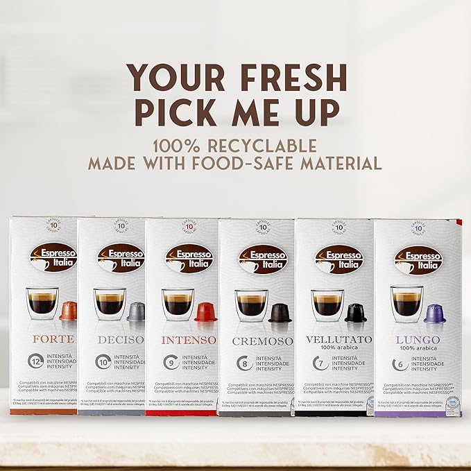 ESPRESSO ITALIA 100 Count Variety Pack - 6 Blends of Capsules compatible with Nespresso Original Line Machines Medium-Dark Roast Assorted Italian Coffee Pods Intensity 6-12 Arabica and Robusta.