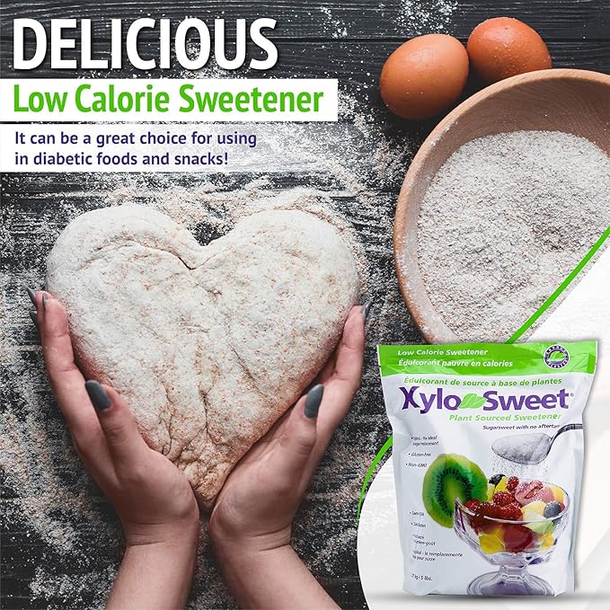 Xlear XyloSweet Plant Sourced Xylitol Sweetener - Pure Natural Sugar Substitute Granules Non-GMO Gluten-Free 5 Pound Bag (Pack of 1)