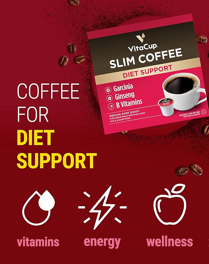 VitaCup Coffee Pods 40ct 4 Unique Wellness Blends with MCT Oil Garcinia Cambogia Lion’s Mane Chaga &amp Low-Acid Organic Dark Roast – Full-Bodied Arabica Coffee Pods for Energy Focus Immunity &
