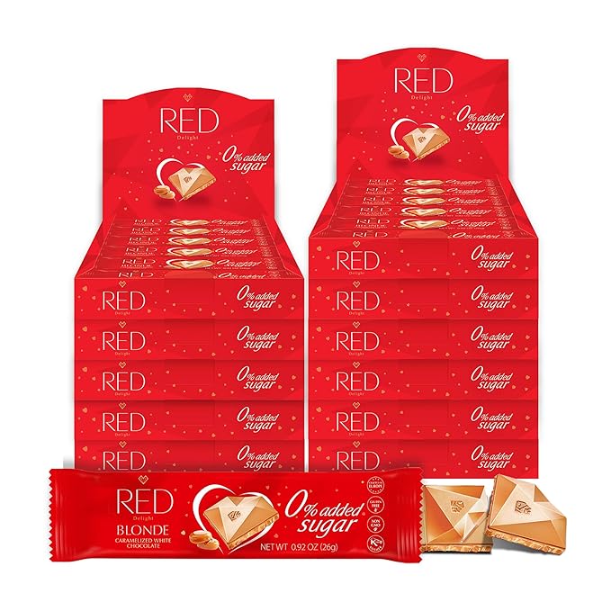 RED Delight®™ Blonde Caramelized White Chocolate 12 Count Box of Grab N Go Travel Size Bars (0.92 Ounces Each) (11 Boxes - Total of 132 Bars)
