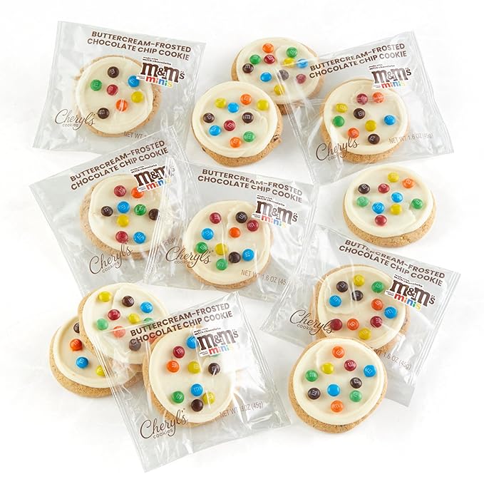 Cheryl's Cookies Chocolate Chip Cookies with M&ampM’S® Minis Milk Chocolate Candies Buttercream-Frosted Kosher Signature Gift Box Individually Wrapped Gourmet Handmade Any Occasion Family Fr