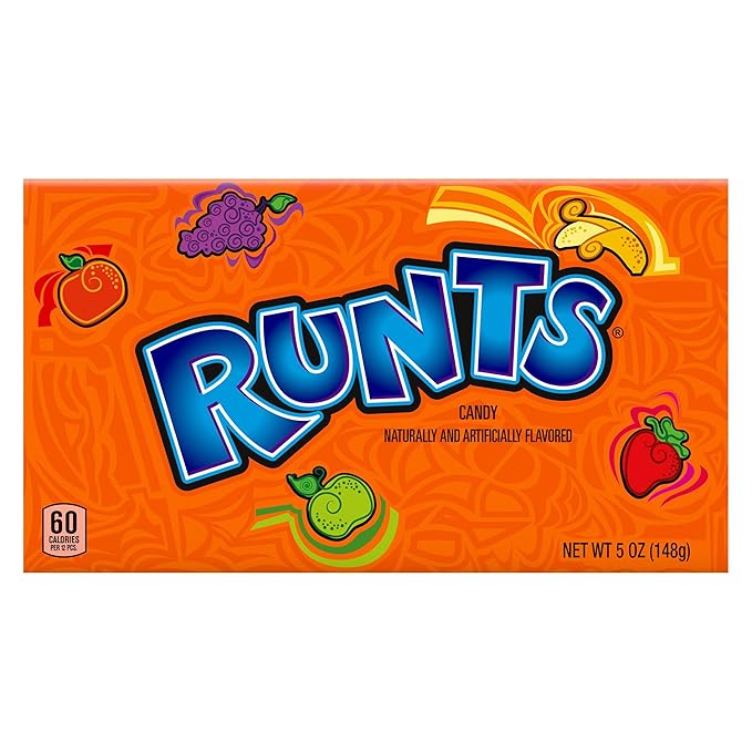 Wonka Runts Hard Fruity Candy 5 Ounce Theater Candy Boxes (Pack of 12)