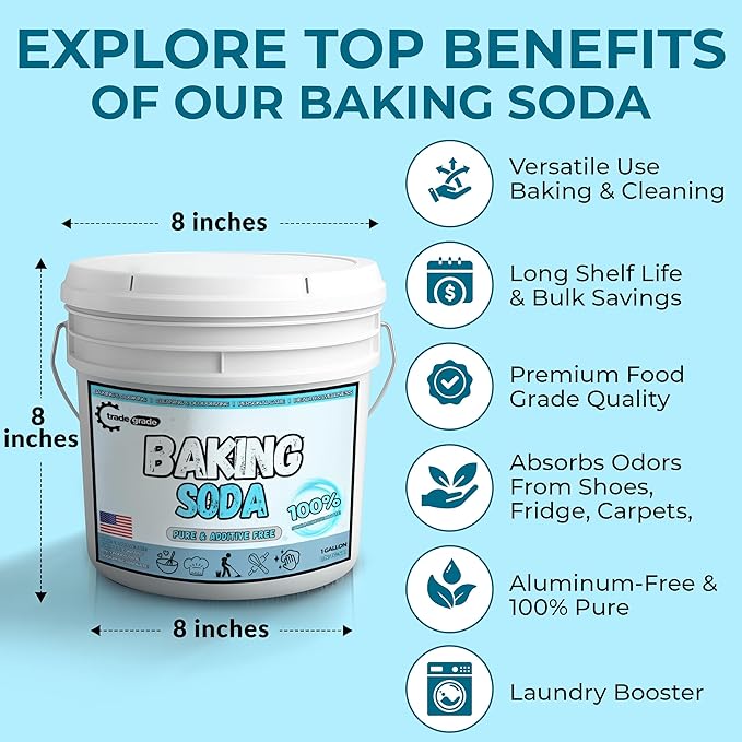 TradeGrade Pure Baking Soda Powder (1 Gallon) Food-Grade Sodium Bicarbonate Powder for Cooking Cleaning &amp Deodorizing