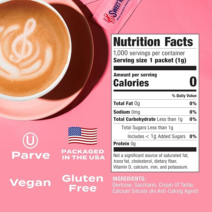 Sweet'N Low Zero Calorie Sweetener Packets 1000 Ct Kosher &amp Gluten Free Low Glycemic Index Individual Tea and Coffee Sweetener Packets