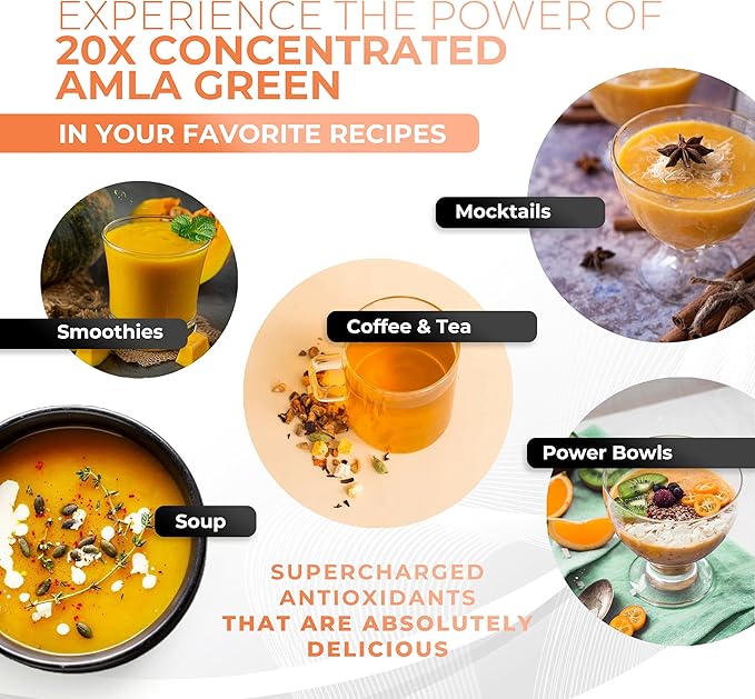 Amla Powder Superfood Supplement with Pumpkin Spice 20x Ultra Concentrated Amla Made with Cinnamon Ginger Nutmeg Cloves Allspice Cardamom Indian Gooseberries Pumpkin Spice 30 Servings