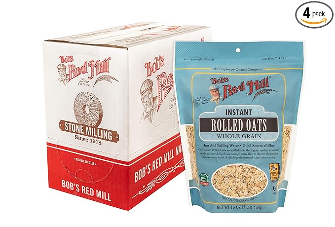 Bob's Red Mill Instant Rolled Oats 16oz (Pack of 4) - Non GMO Whole Grain Vegan Kosher
