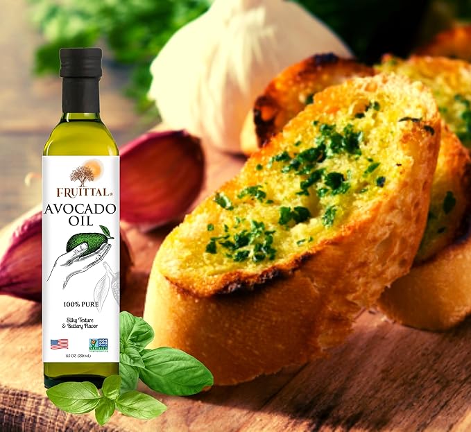 Fruittal Garlic-Infused Avocado Oil – 100% Pure Made in the USA and Rich in Health Benefits (16.9 Oz)