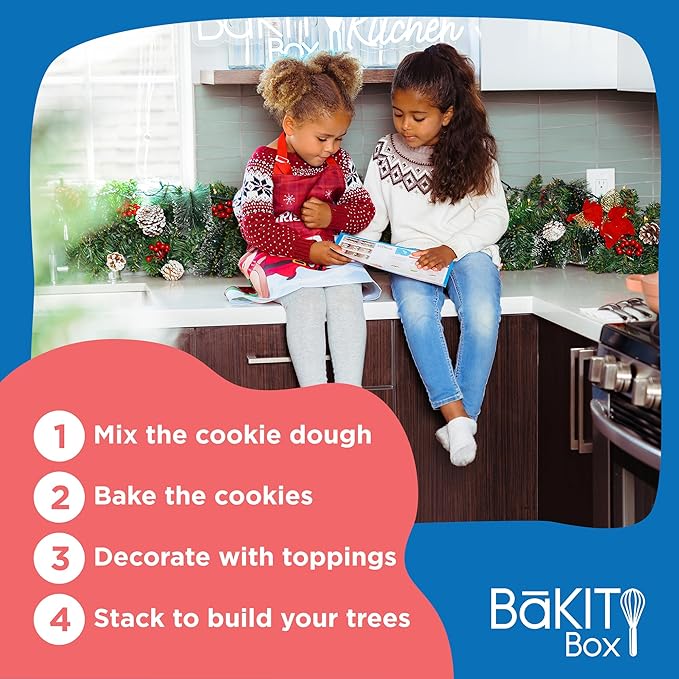 BāKIT Box Holiday Peppermint Trees Kit for Kids | DIY Christmas Cookie Decorating Kit | Fun Gingerbread House Alternative Great Gift for Boys and Girls
