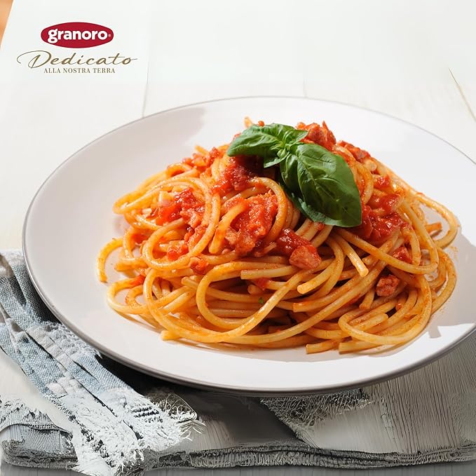 Granoro Dedicato Bucatini #11-Authentic Italian Pasta Made from 100% Puglia Durum Wheat Semolina Non-GMO Vegan 1 lb Bags (Pack of 4)