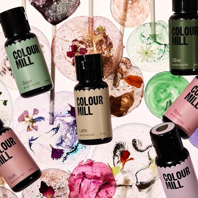 Colour Mill Botanical Pack Aqua Blend Water-Based Food Coloring 20 Milliliters Dusk Latte Lilac Olive Rose &amp Sage