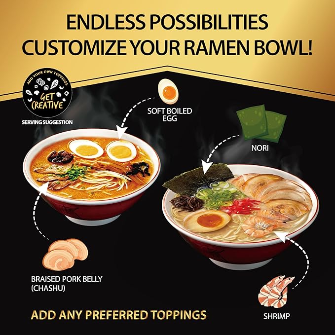 O'scallion Pack of 6 Ramen Noodles - Authentic Japanese Taste - Fresh Pre-Cooked Noodles Rich Soup Base &amp Veggie Pack - Enjoy Restaurant-Style Ramen at Home in Seconds (6 Servings Creamy Garlic