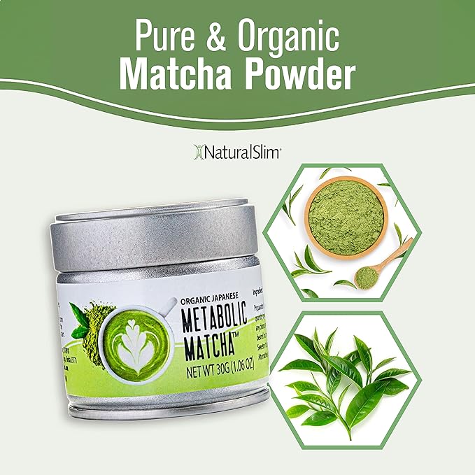 Naturalslim Japanese Organic Matcha Powder Green Tea - Metabolic Pure Japanese Matcha Tea Superfood with L-Theanine &amp Antioxidants for Metabolism Energy &amp Concentration - 30g